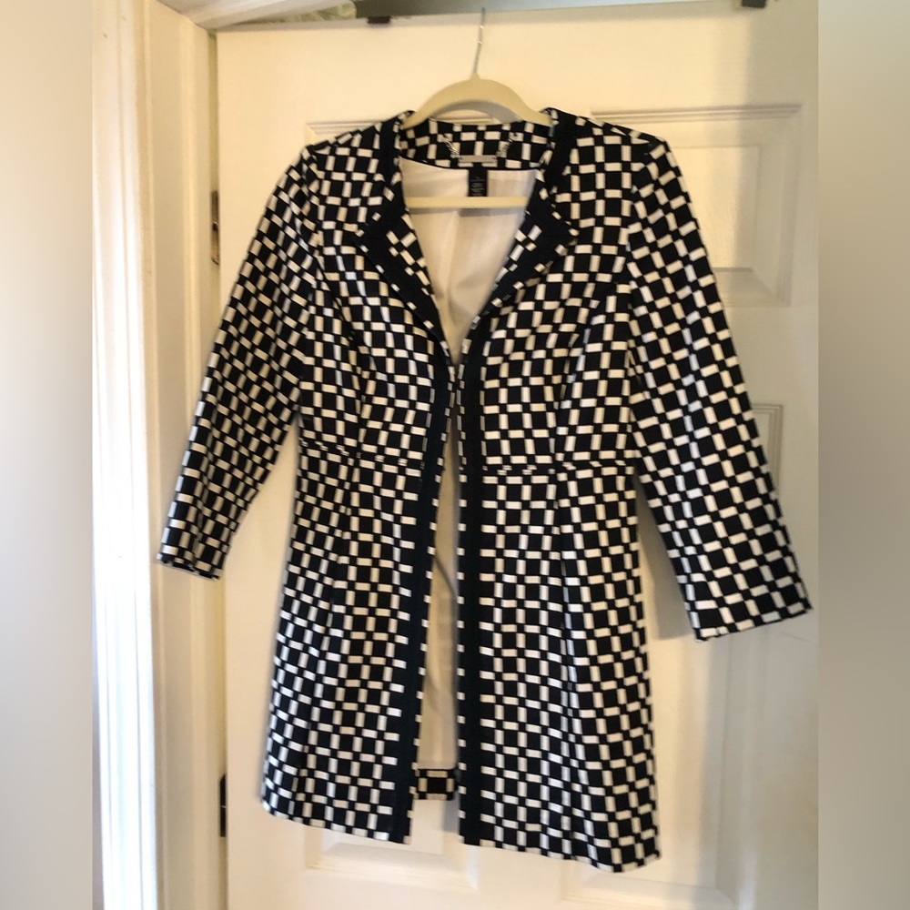 White House Black Market checkered long blazer.